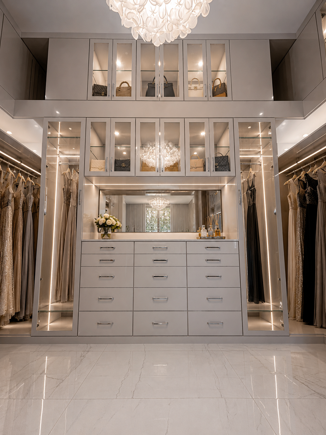 Walk-in closet with island