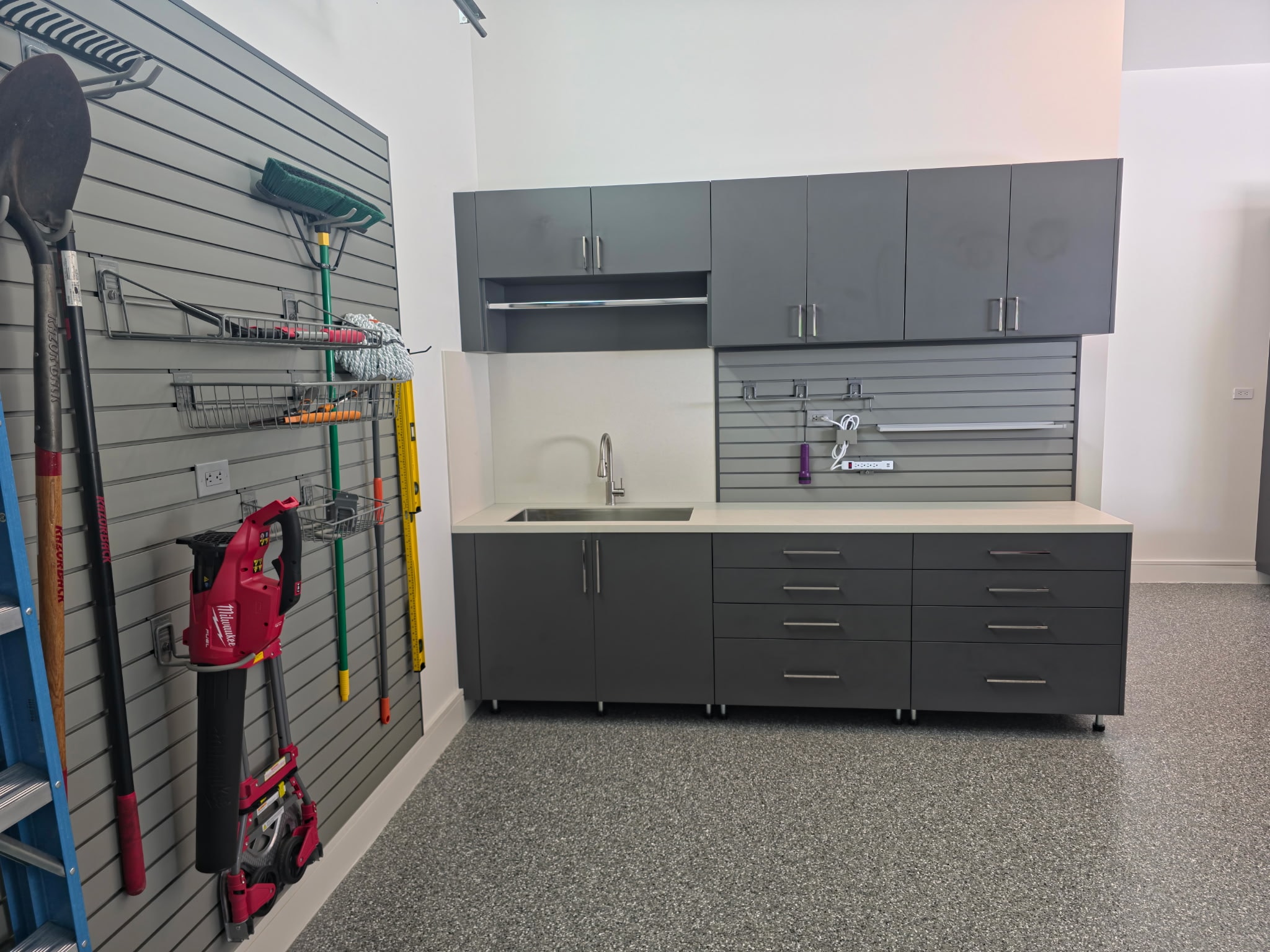 Built-in garage cabinets and workbench