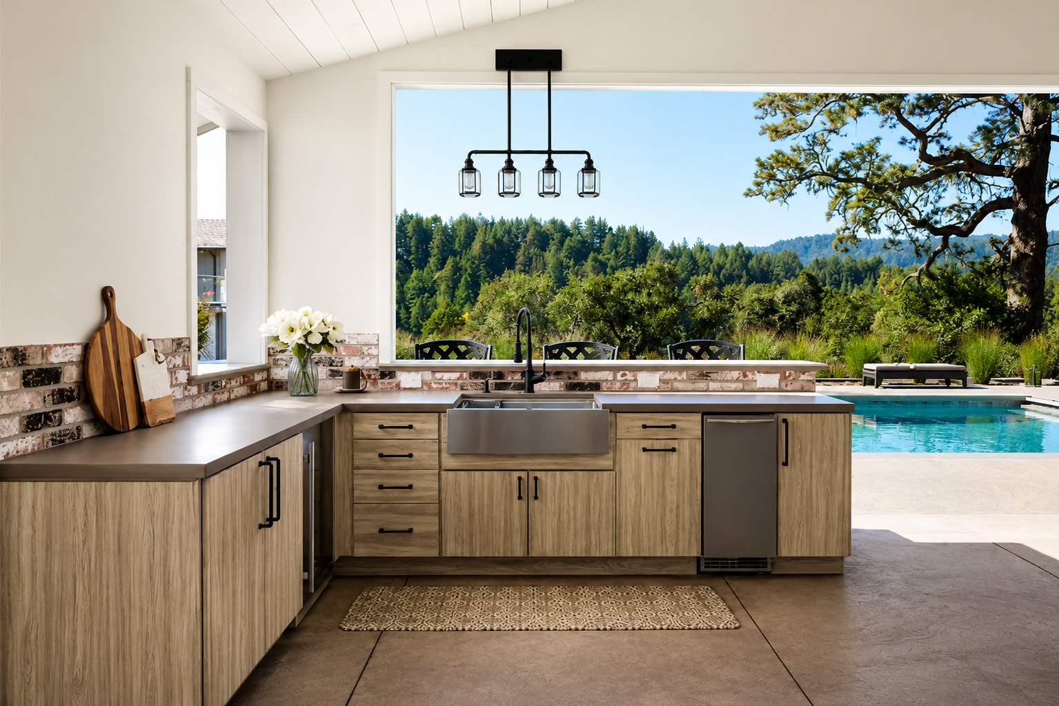 Luxury outdoor kitchen with built-in grill
