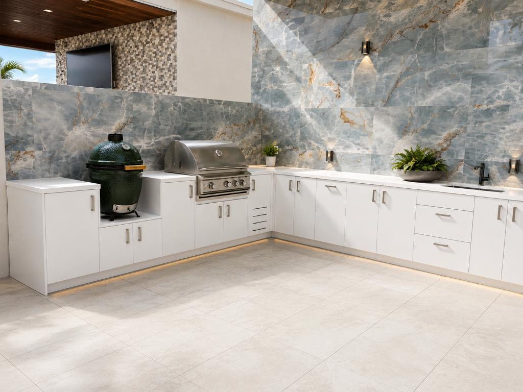 Covered outdoor kitchen and entertaining area